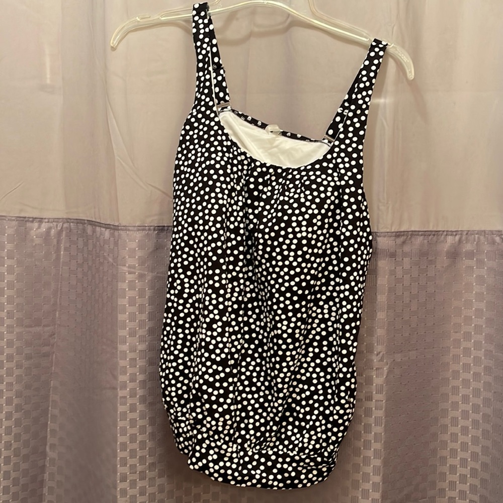 Lands’ End Blouson Tummy Hiding Tankini Top Swimsuit Adjustable Straps